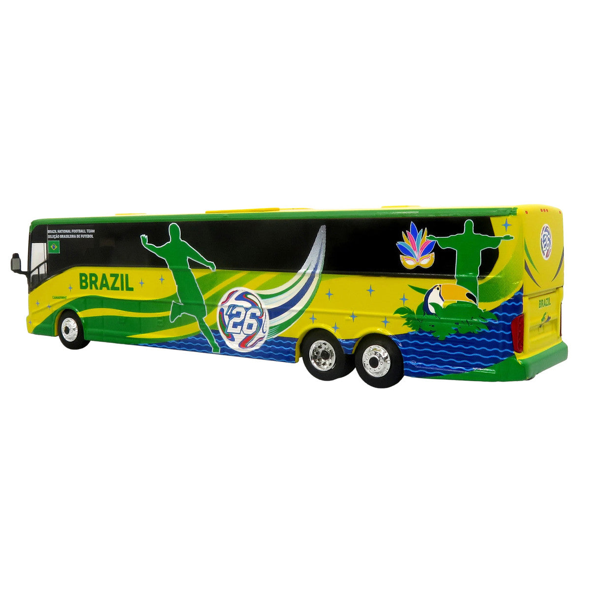 Van Hool CX-45 Coach Bus "Brazil National Football Team" Yellow and Green with Graphics "International Federation of the Global Game" Series Limited Edition to 504 pieces Worldwide 1/87 (HO) Diecast Model by Iconic Replicas Iconic Replicas