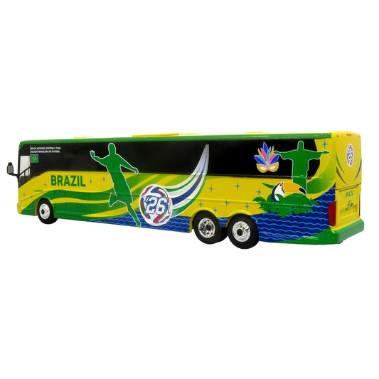 Van Hool CX-45 Coach Bus "Brazil National Football Team" Yellow and Green with Graphics "International Federation of the Global Game" Series Limited Edition to 504 pieces Worldwide 1/87 (HO) Diecast Model by Iconic Replicas-1