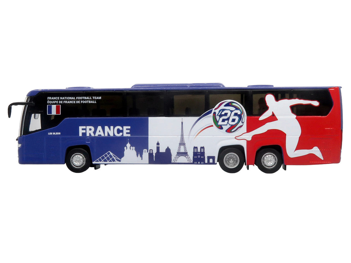 Scania Touring HD Coach Bus "France National Football Team" Blue with Graphics "International Federation of the Global Game" Series Limited Edition to 504 pieces Worldwide 1/87 (HO) Diecast Model by Iconic Replicas Iconic Replicas