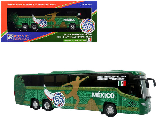 Scania Touring HD Coach Bus "Mexico National Football Team" Green with Graphics "International Federation of the Global Game" Series Limited Edition to 504 pieces Worldwide 1/87 (HO) Diecast Model by Iconic Replicas-0