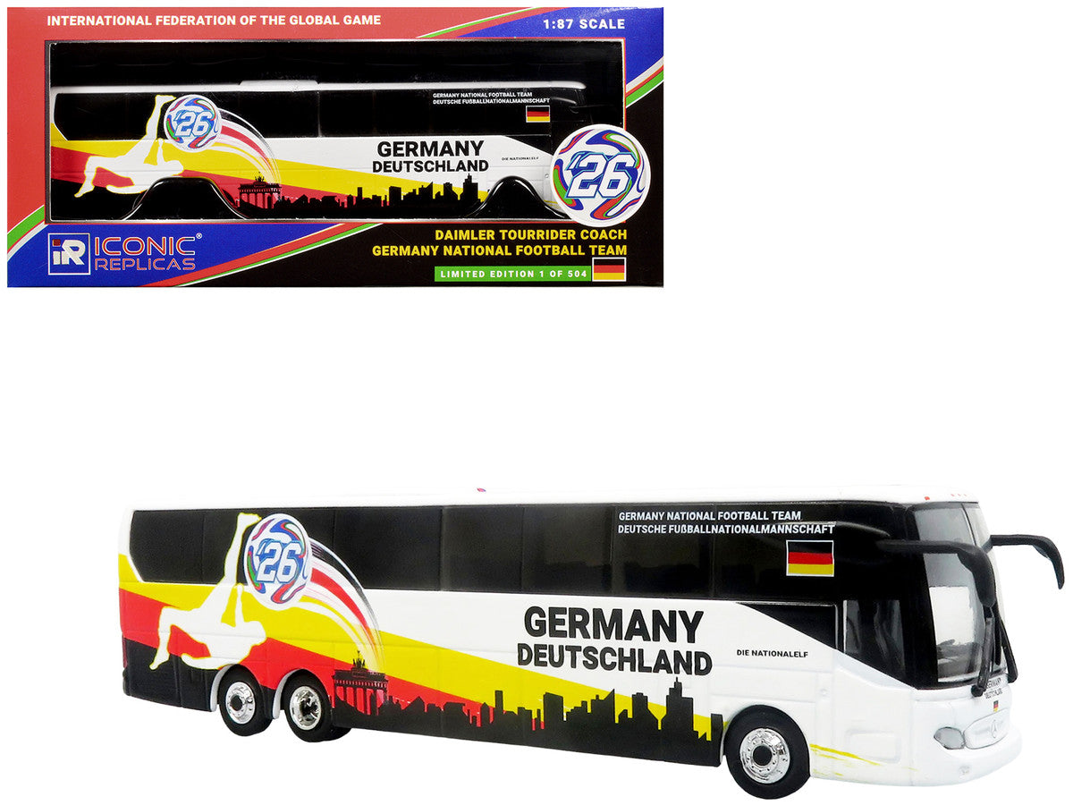 Daimler Tourrider Coach Bus "Germany National Football Team" White with Graphics "International Federation of the Global Game" Series Limited Edition to 504 pieces Worldwide 1/87 (HO) Diecast Model by Iconic Replicas-4