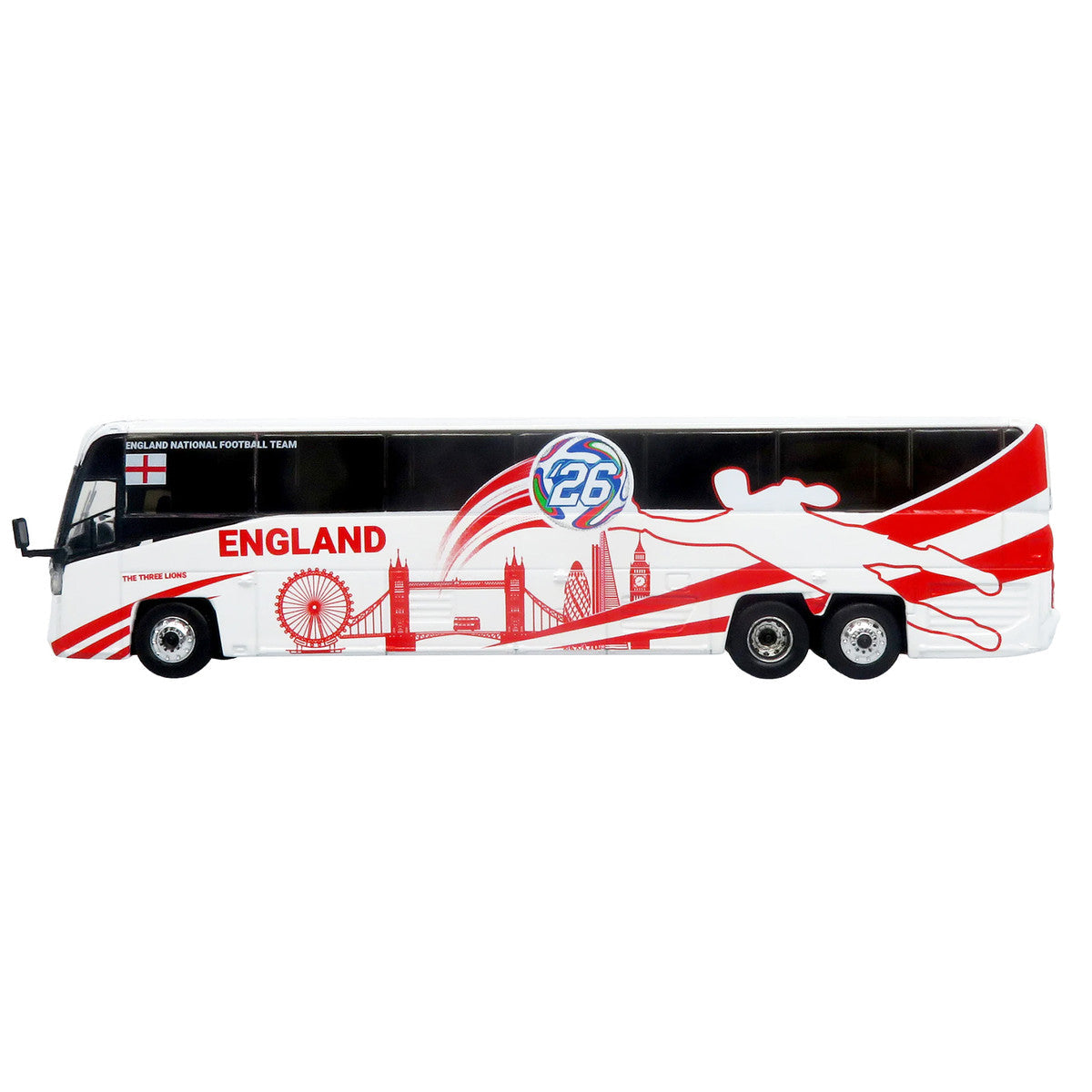 MCI D4520 Coach Bus "England National Football Team" White with Graphics "International Federation of the Global Game" Series Limited Edition to 504 pieces Worldwide 1/87 (HO) Diecast Model by Iconic Replicas Iconic Replicas