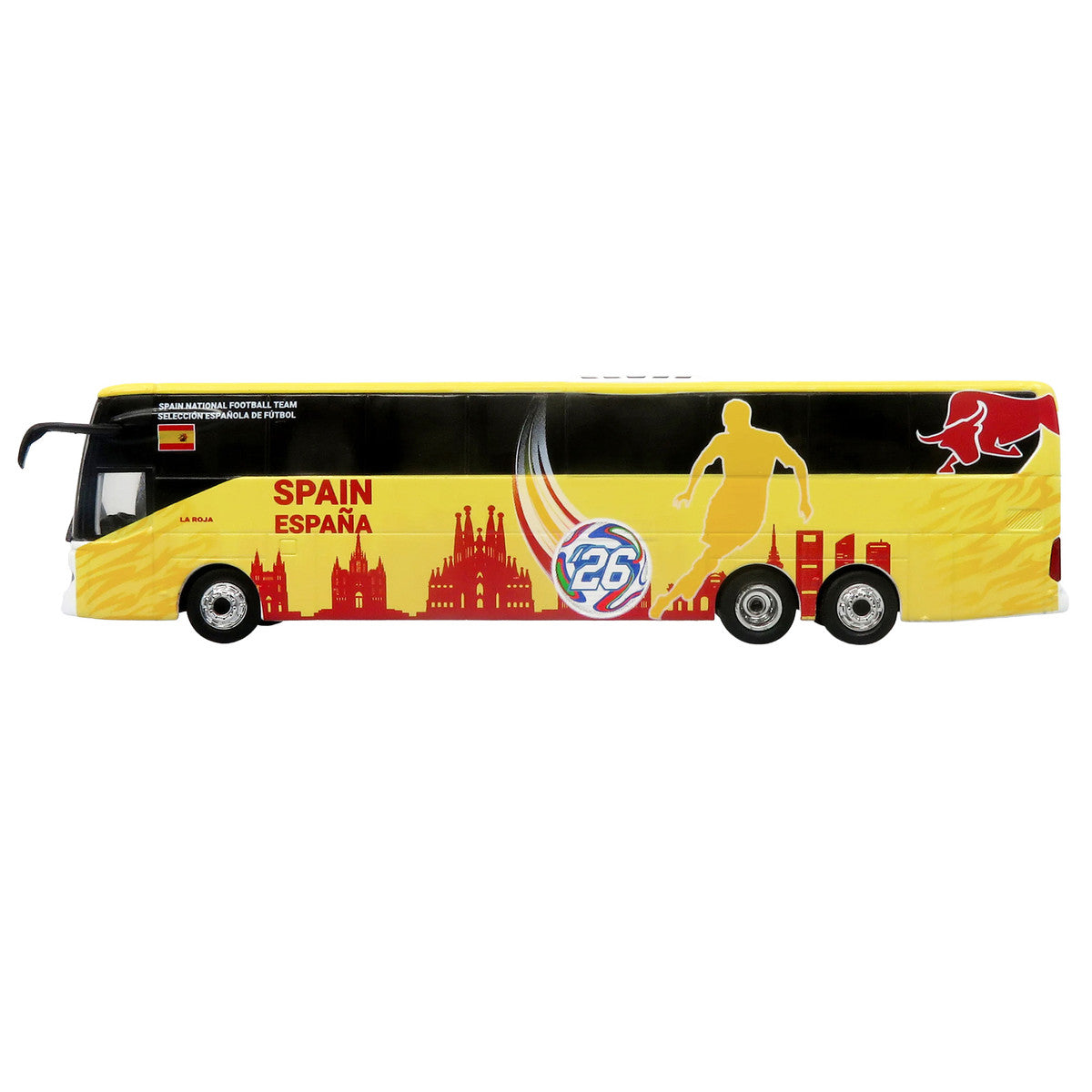 Daimler Tourrider Coach Bus "Spain National Football Team" Yellow with Graphics "International Federation of the Global Game" Series Limited Edition to 504 pieces Worldwide 1/87 (HO) Diecast Model by Iconic Replicas-0