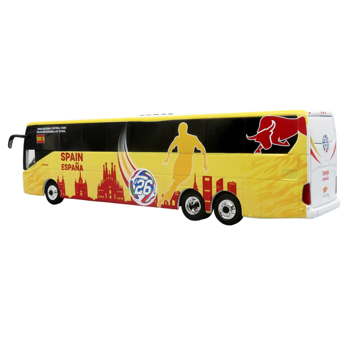 Daimler Tourrider Coach Bus "Spain National Football Team" Yellow with Graphics "International Federation of the Global Game" Series Limited Edition to 504 pieces Worldwide 1/87 (HO) Diecast Model by Iconic Replicas-3