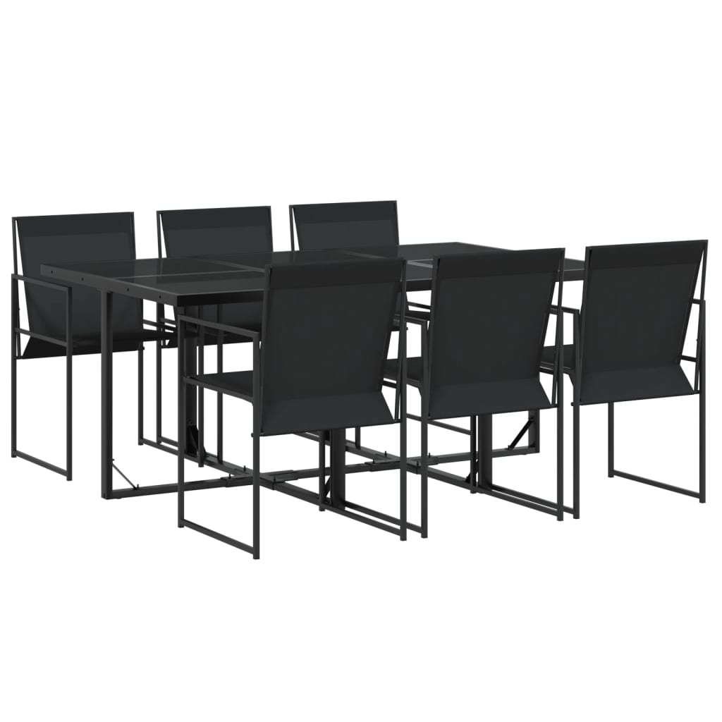 vidaXL Patio Dining Set Table and Chair Garden Outdoor Furniture Black Textilene VidaXL