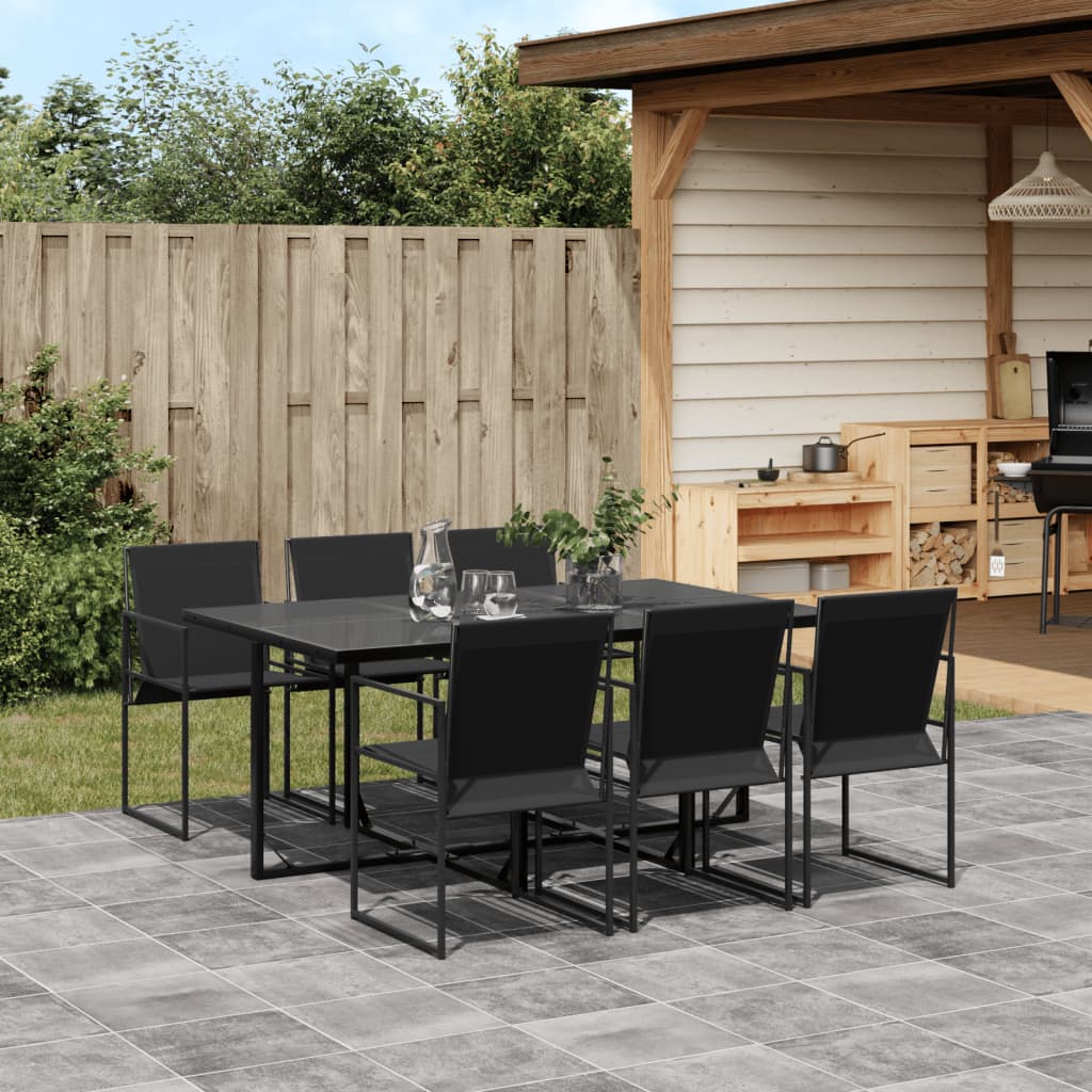 vidaXL Patio Dining Set Table and Chair Garden Outdoor Furniture Black Textilene VidaXL