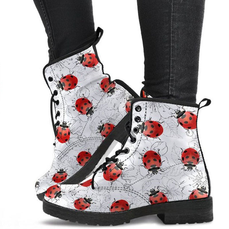Women's High Help Combat Boots Seven Star Ladybird Cute Cartoon British Work Clothes Boots LadyShow.Store