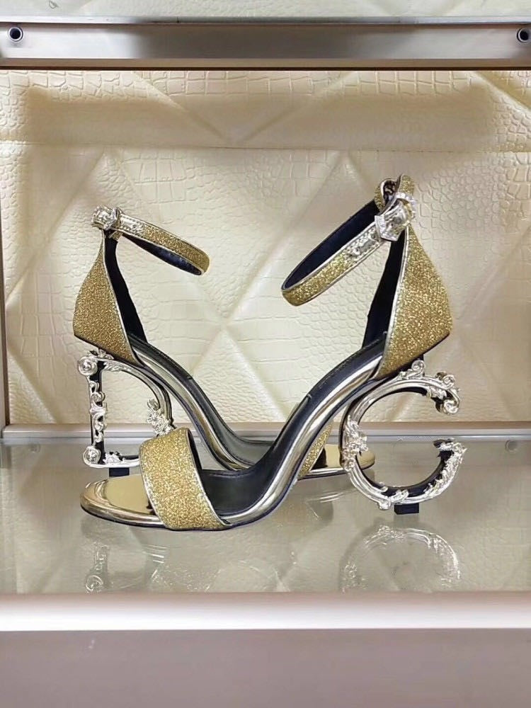 2020 New Metal Letter High Heel Sandals for Women Best YouTube Store