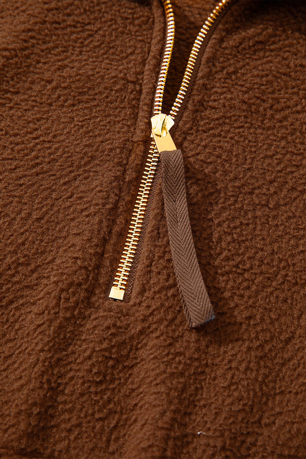 Brown Half Zip Fleece Pullover Sweatshirt W2B