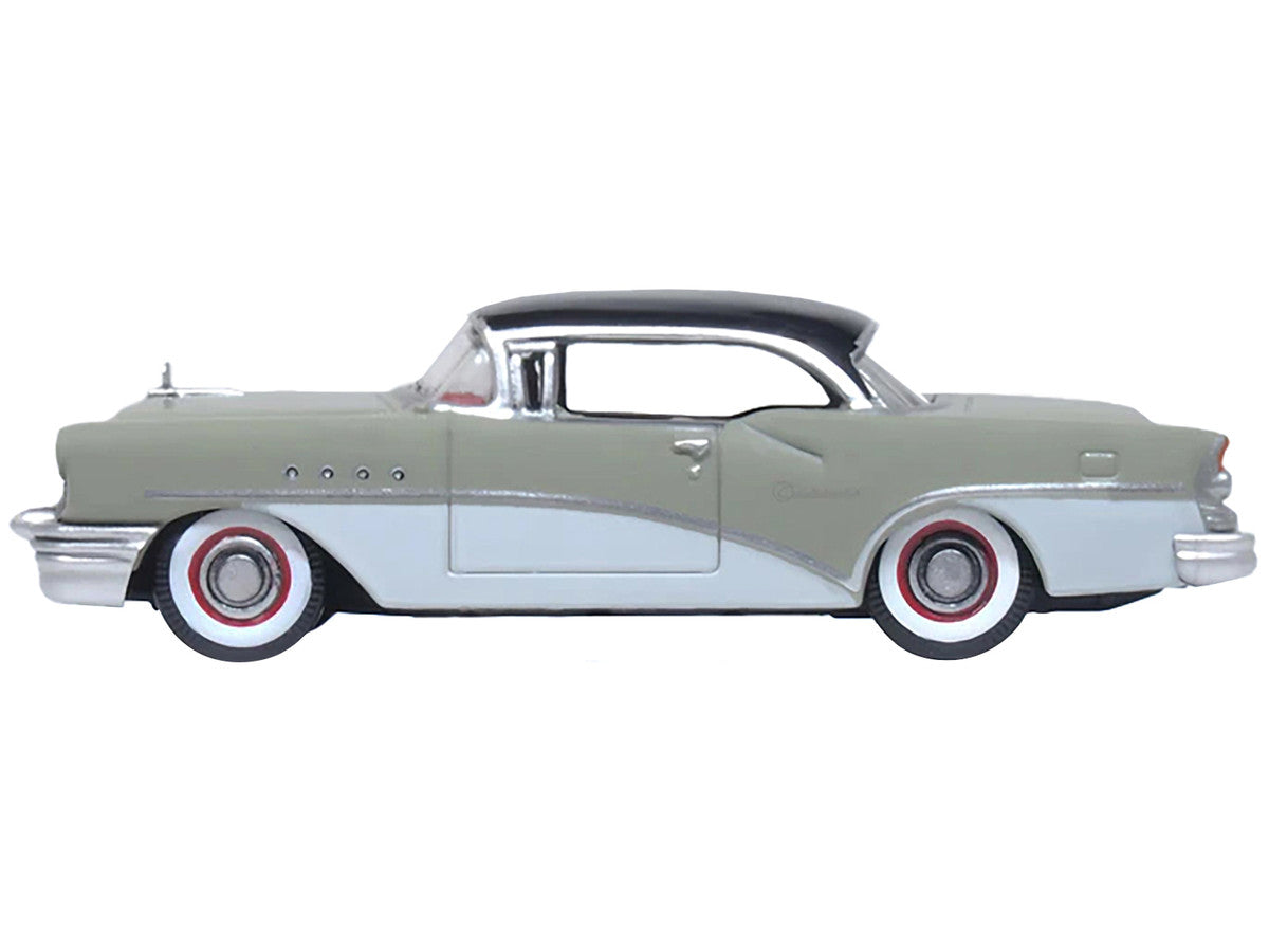 1955 Buick Century Windsor Gray and Dover White with Carlsbad Black Top 1/87 (HO) Scale Diecast Model Car by Oxford Diecast Oxford Diecast