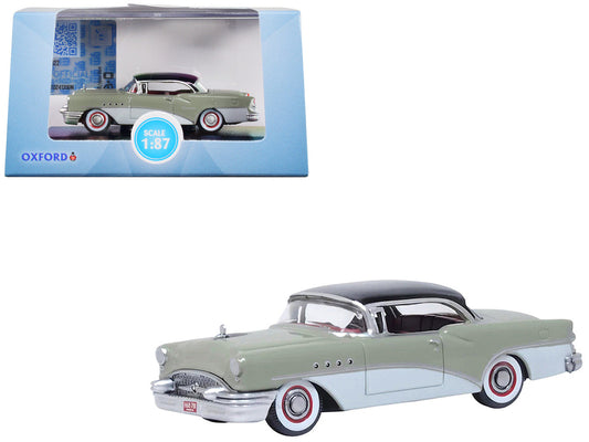 1955 Buick Century Windsor Gray and Dover White with Carlsbad Black Top 1/87 (HO) Scale Diecast Model Car by Oxford Diecast Oxford Diecast