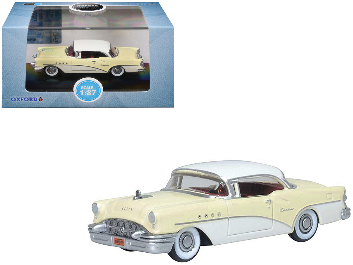 1955 Buick Century Condor Yellow and Dover White with Red Interior 1/87 (HO) Scale Diecast Model Car by Oxford Diecast Oxford Diecast