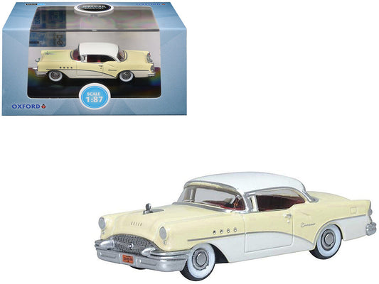 1955 Buick Century Condor Yellow and Dover White with Red Interior 1/87 (HO) Scale Diecast Model Car by Oxford Diecast Oxford Diecast