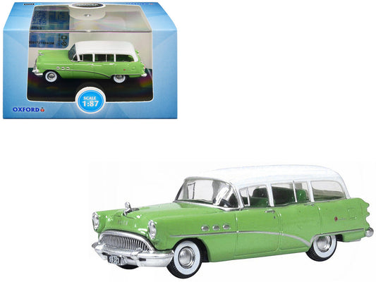 1954 Buick Century Estate Wagon Willow Green and White 1/87 (HO) Scale Diecast Model Car by Oxford Diecast Oxford Diecast