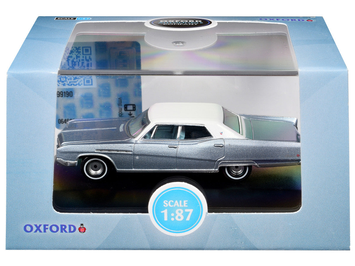1968 Buick Electra 225 Teal Blue Mist Metallic with White Top and Blue Interior 1/87 (HO) Scale Diecast Model Car by Oxford Diecast Oxford Diecast