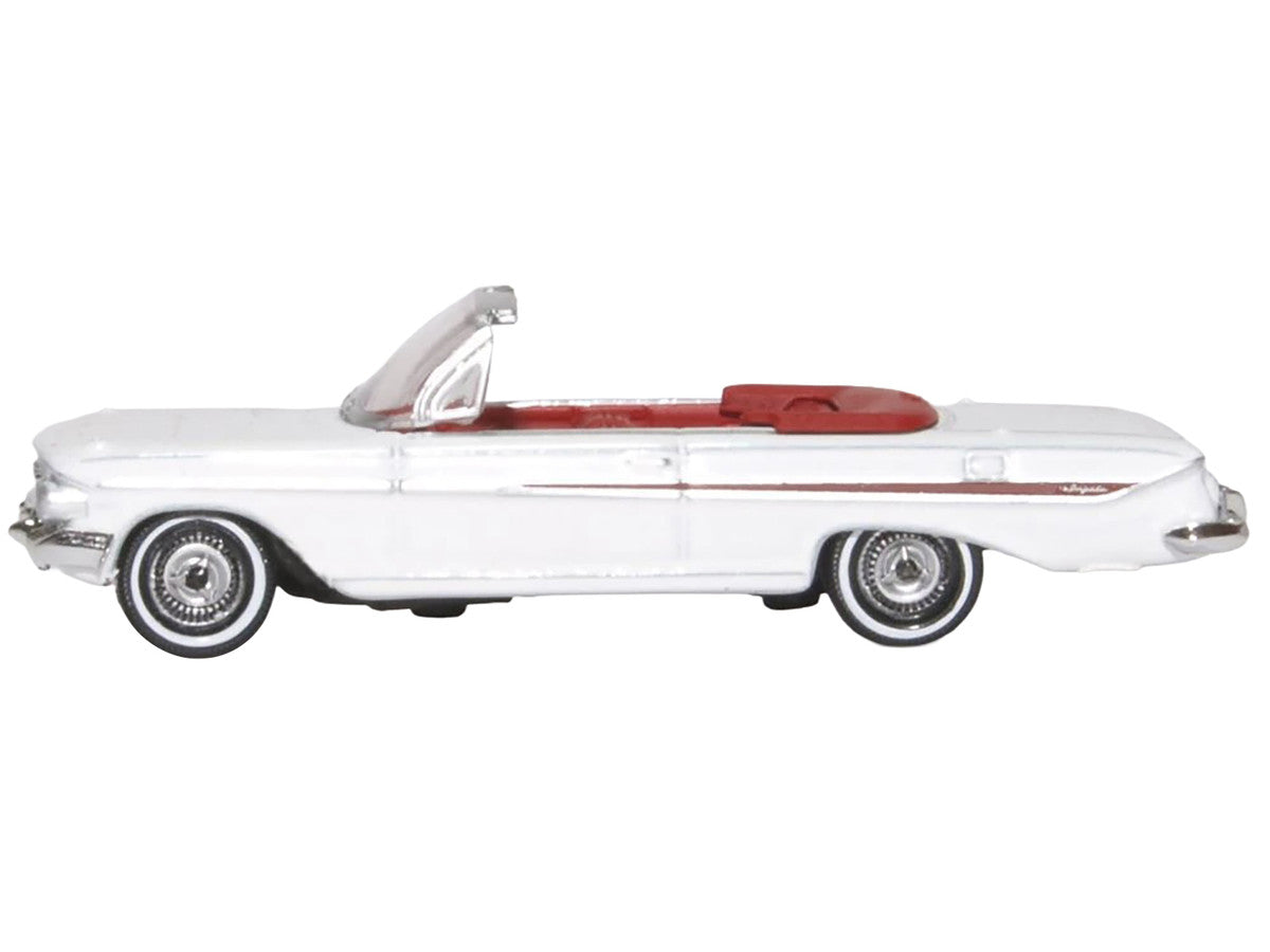 1961 Chevrolet Impala Convertible Ermine White with Roman Red Interior 1/87 (HO) Scale Diecast Model Car by Oxford Diecast Oxford Diecast