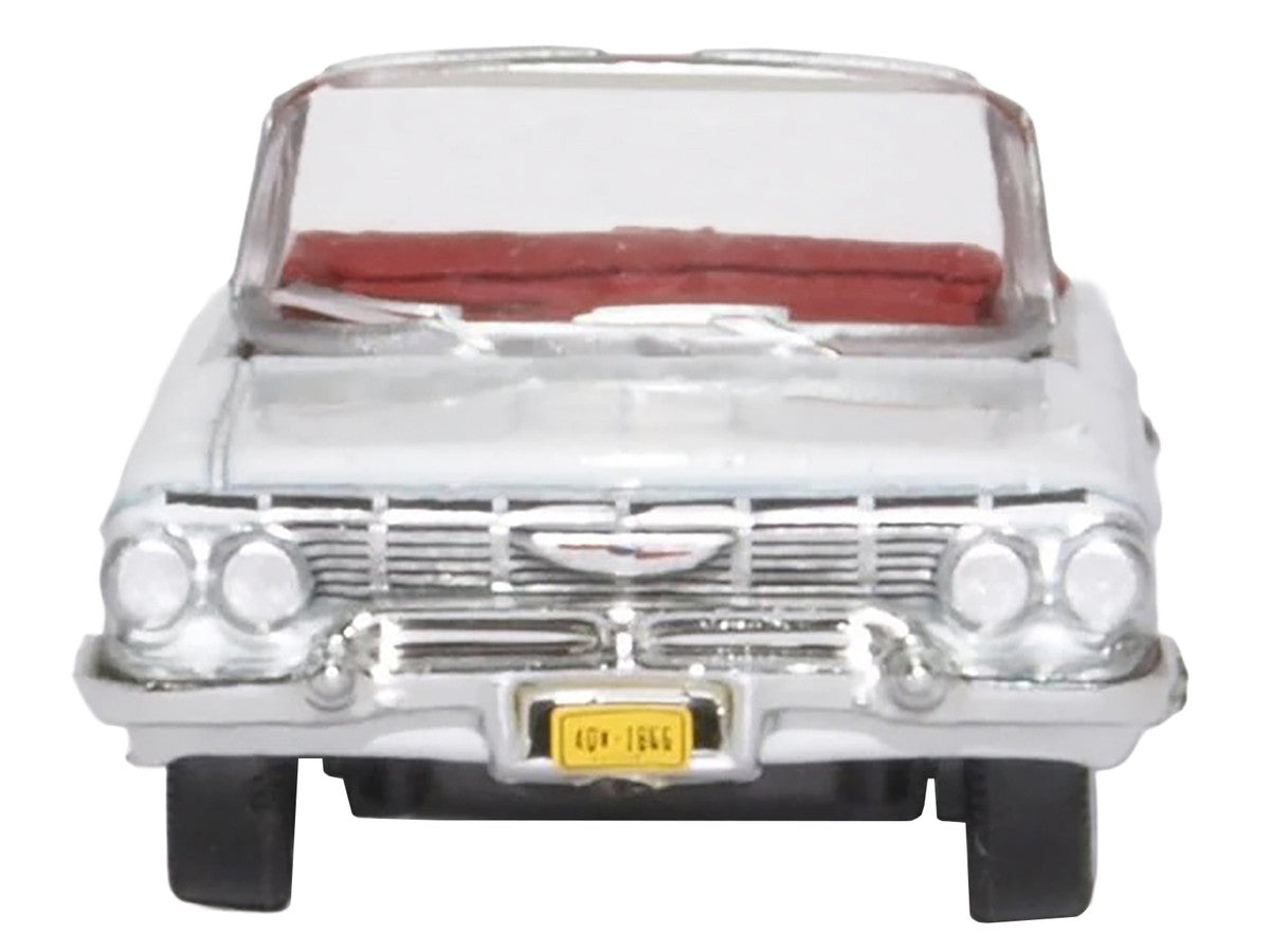 1961 Chevrolet Impala Convertible Ermine White with Roman Red Interior 1/87 (HO) Scale Diecast Model Car by Oxford Diecast Oxford Diecast