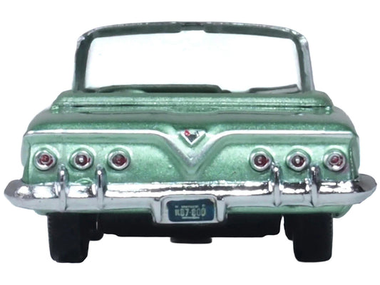 1961 Chevrolet Impala Convertible Arbor Green Metallic with Green Interior 1/87 (HO) Scale Diecast Model Car by Oxford Diecast Oxford Diecast