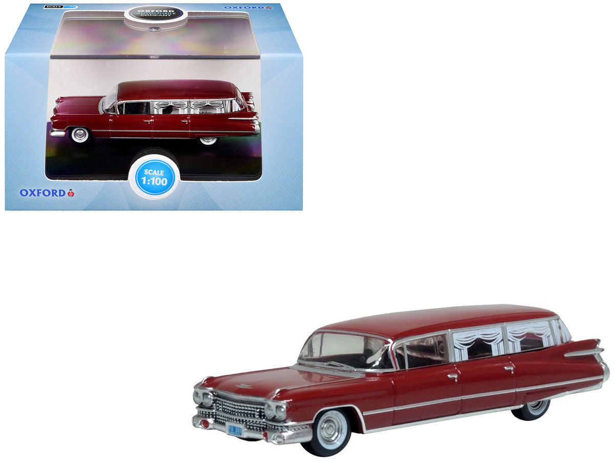 1959 Cadillac Miller-Meteor Futura Limousine Seminole Red 1/100 Scale Diecast Model Car by Oxford Diecast Oxford Diecast
