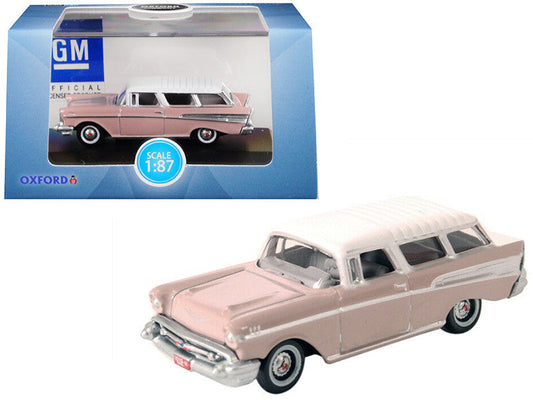 1957 Chevrolet Nomad Dusk Pearl Pink with Imperial Ivory Top 1/87 (HO) Scale Diecast Model Car by Oxford Diecast Oxford Diecast
