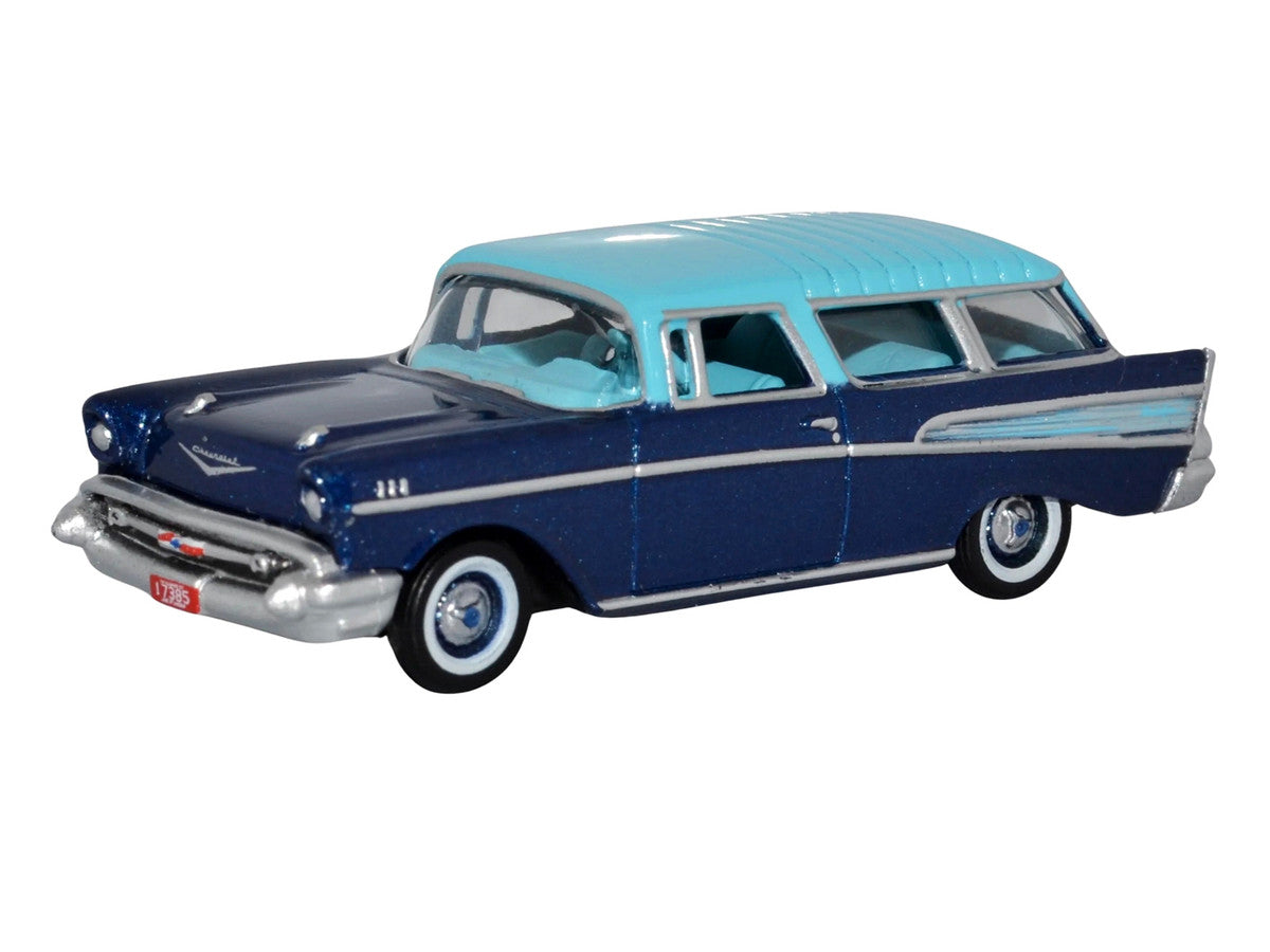 1957 Chevrolet Nomad Larkspur Blue with Harbor Blue Top 1/87 (HO) Scale Diecast Model Car by Oxford Diecast Oxford Diecast