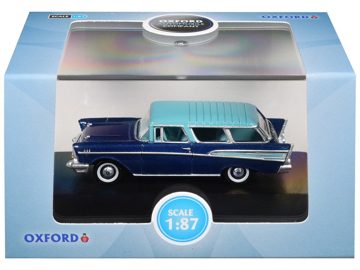 1957 Chevrolet Nomad Larkspur Blue with Harbor Blue Top 1/87 (HO) Scale Diecast Model Car by Oxford Diecast Oxford Diecast