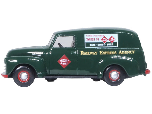 1950 Chevrolet Panel Van "Railway Express Agency" Dark Green 1/87 (HO) Scale Diecast Model Car by Oxford Diecast Oxford Diecast