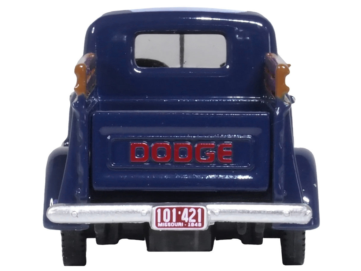 1948 Dodge B-1B Pickup Truck Waterway Blue 1/87 (HO) Scale Diecast Model Car by Oxford Diecast Oxford Diecast