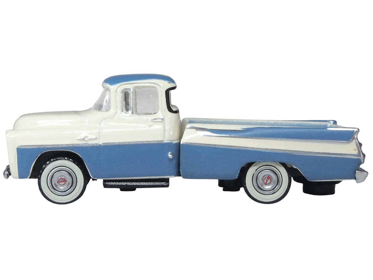 1957 Dodge D100 Sweptside Pickup Truck Ice Blue and Glacier White 1/87 (HO) Scale Diecast Model Car by Oxford Diecast Oxford Diecast