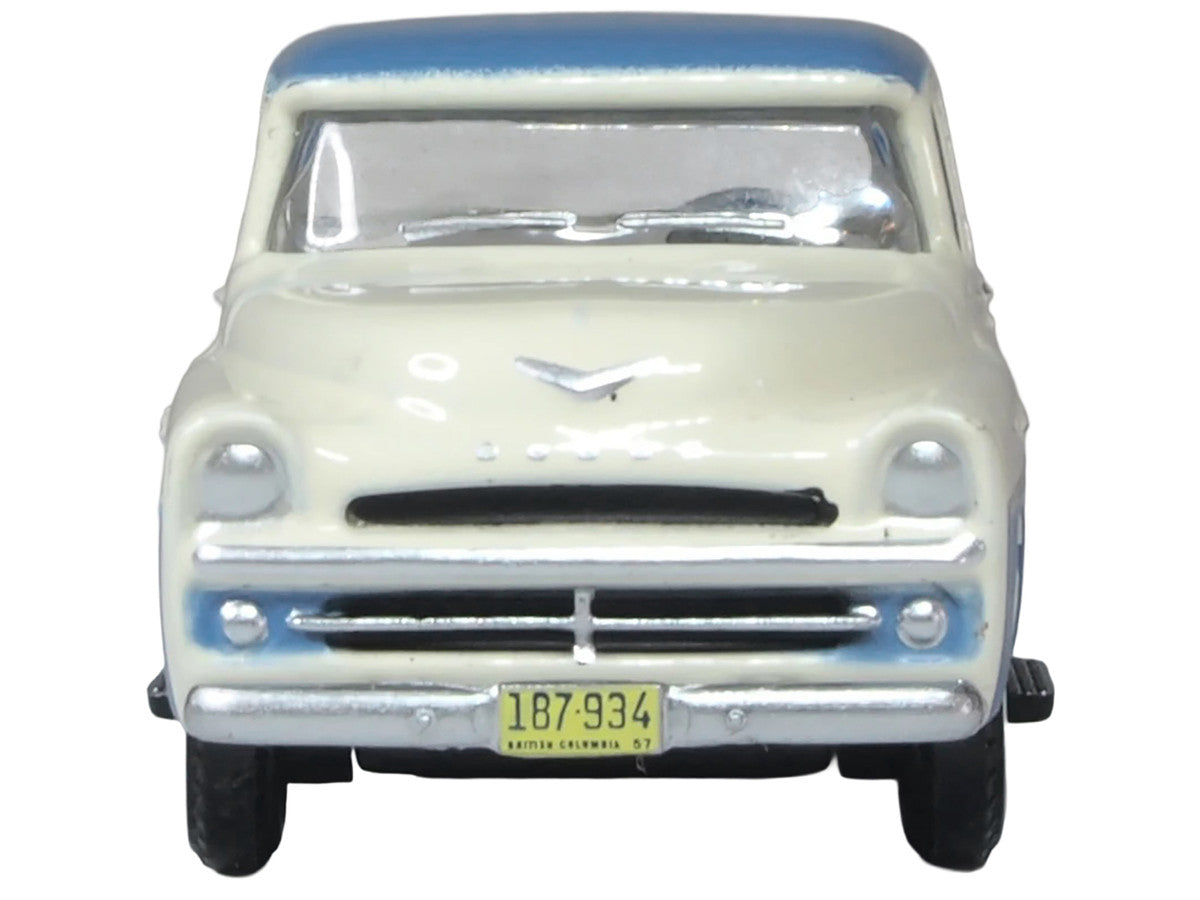 1957 Dodge D100 Sweptside Pickup Truck Ice Blue and Glacier White 1/87 (HO) Scale Diecast Model Car by Oxford Diecast Oxford Diecast