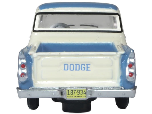 1957 Dodge D100 Sweptside Pickup Truck Ice Blue and Glacier White 1/87 (HO) Scale Diecast Model Car by Oxford Diecast Oxford Diecast