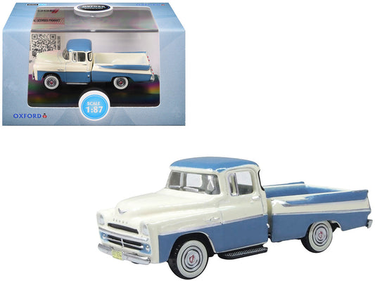 1957 Dodge D100 Sweptside Pickup Truck Ice Blue and Glacier White 1/87 (HO) Scale Diecast Model Car by Oxford Diecast Oxford Diecast