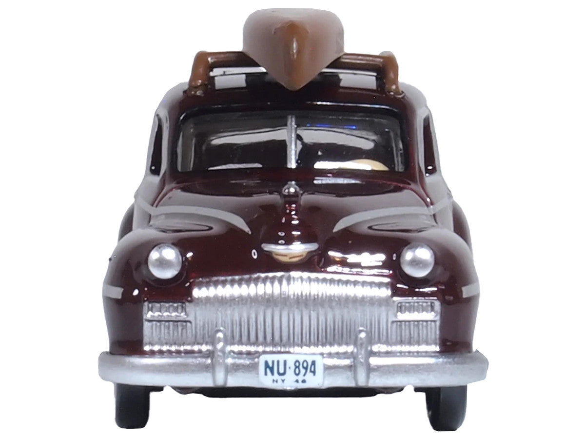 1946 DeSoto Suburban with Roof Rack and Canoe Royal Maroon 1/87 (HO) Scale Diecast Model Car by Oxford Diecast Oxford Diecast