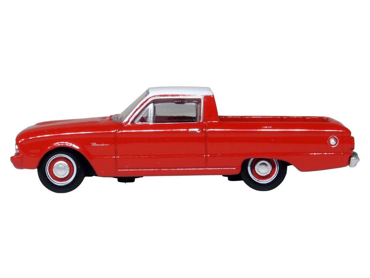 1960 Ford Falcon Ranchero Monte Carlo Red with Corinthian White Top 1/87 (HO) Scale Diecast Model Car by Oxford Diecast Oxford Diecast