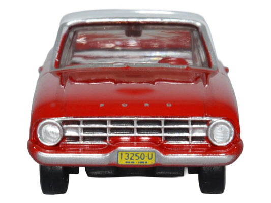 1960 Ford Falcon Ranchero Monte Carlo Red with Corinthian White Top 1/87 (HO) Scale Diecast Model Car by Oxford Diecast Oxford Diecast