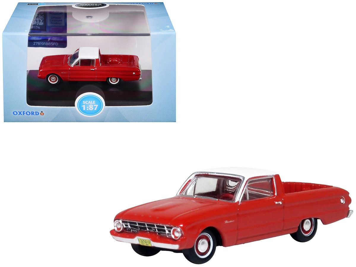 1960 Ford Falcon Ranchero Monte Carlo Red with Corinthian White Top 1/87 (HO) Scale Diecast Model Car by Oxford Diecast Oxford Diecast