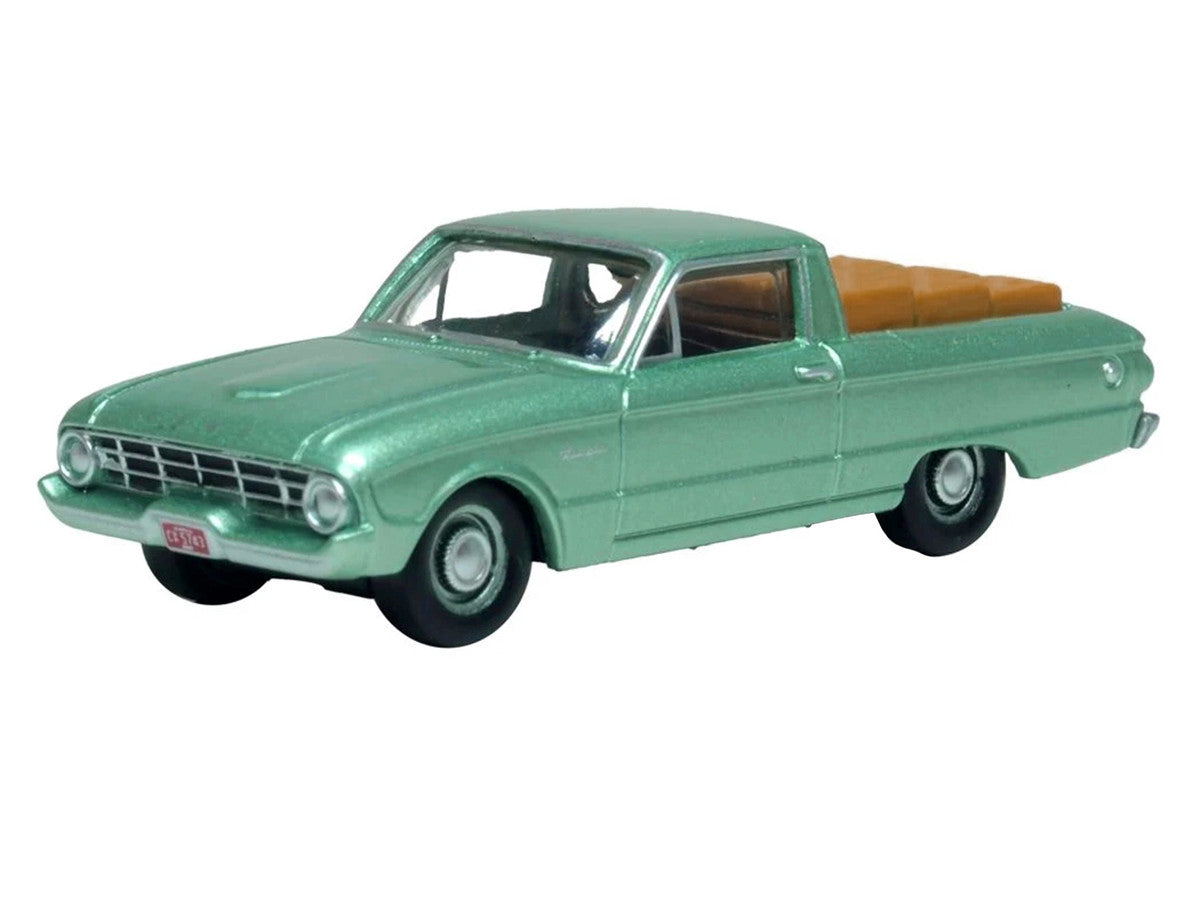 1960 Ford Falcon Ranchero Meadowvale Green Metallic with Load of Boxes 1/87 (HO) Scale Diecast Model Car by Oxford Diecast Oxford Diecast