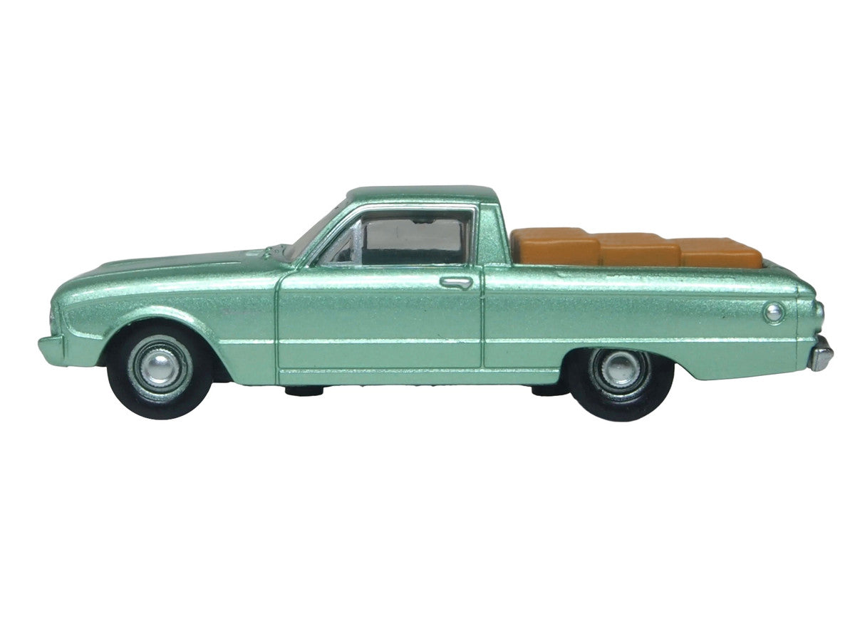 1960 Ford Falcon Ranchero Meadowvale Green Metallic with Load of Boxes 1/87 (HO) Scale Diecast Model Car by Oxford Diecast Oxford Diecast