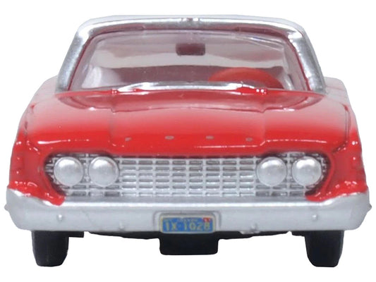 1960 Ford Fairlane Sedan 500 Monte Carlo Red with Corinthian White Top and Interior 1/87 (HO) Scale Diecast Model Car by Oxford Diecast Oxford Diecast