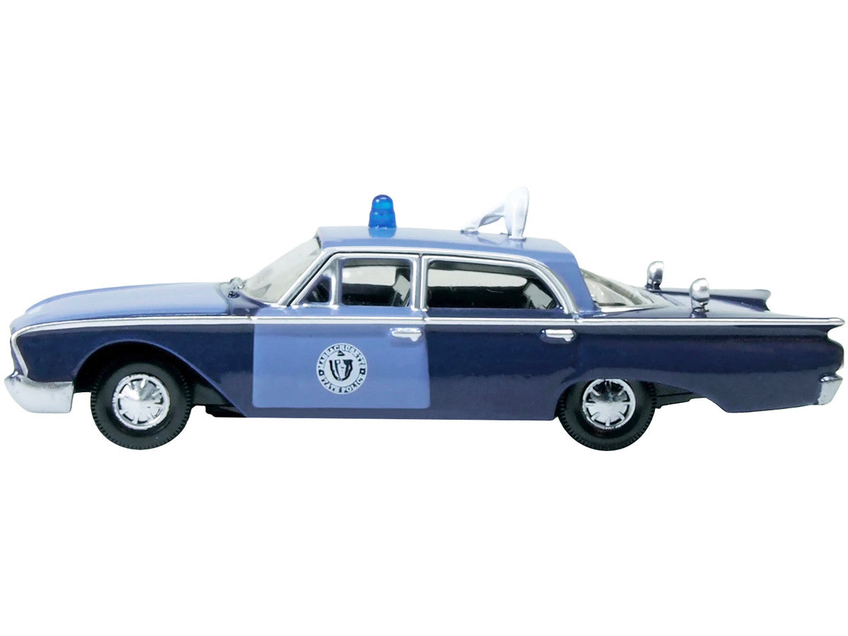 1960 Ford Fairlane Sedan "Massachusetts State Police Radar Car" Blue Two-Tone 1/87 (HO) Scale Diecast Model Car by Oxford Diecast Oxford Diecast
