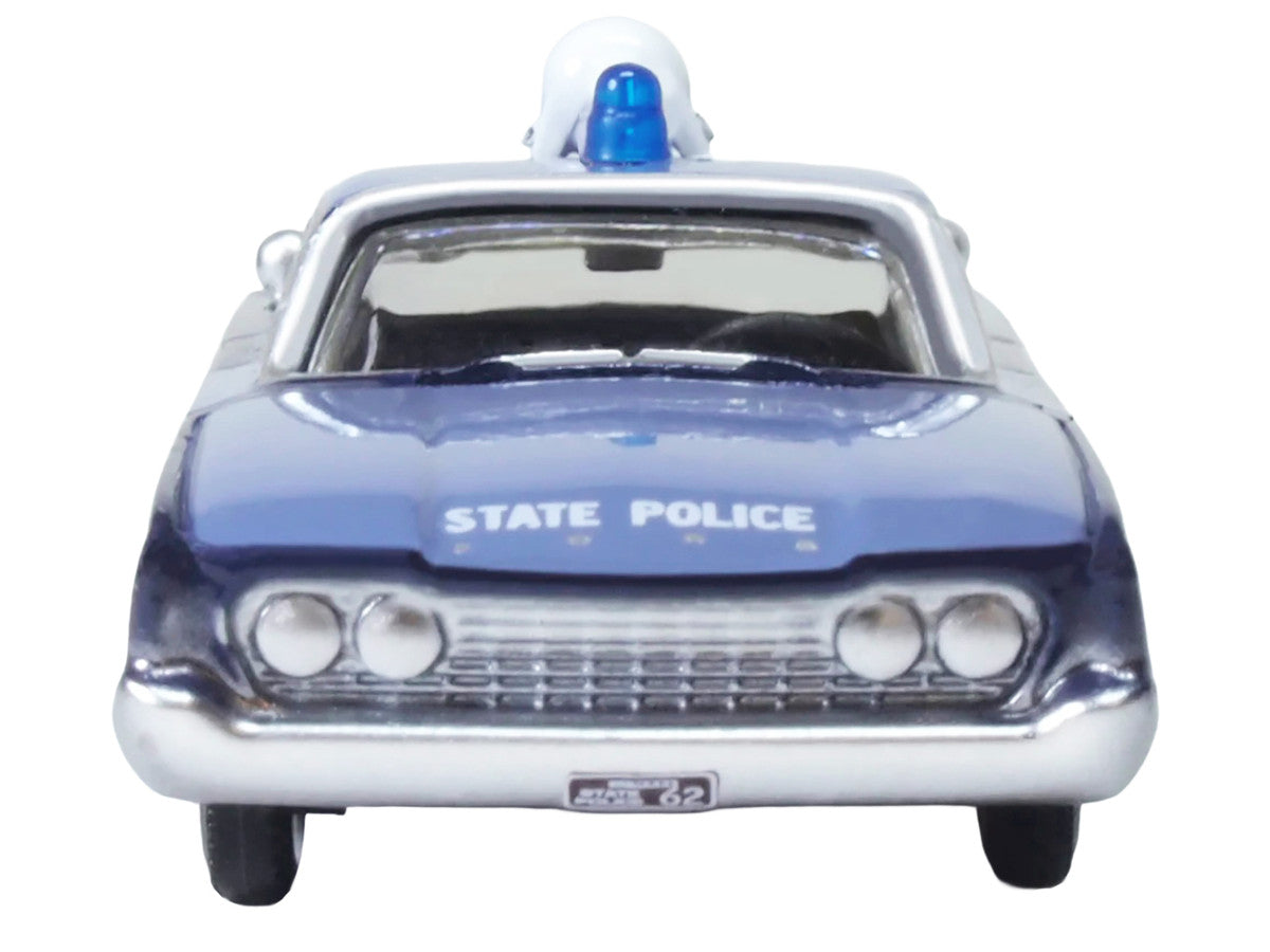 1960 Ford Fairlane Sedan "Massachusetts State Police Radar Car" Blue Two-Tone 1/87 (HO) Scale Diecast Model Car by Oxford Diecast Oxford Diecast