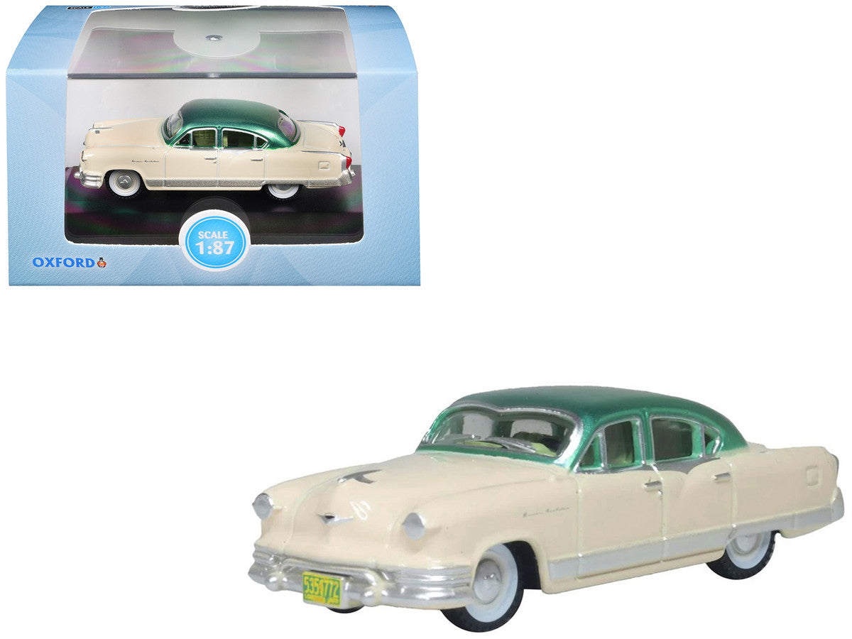 1953 Kaiser Manhattan Stardust Ivory with Jade Green Metallic Top 1/87 (HO) Scale Diecast Model Car by Oxford Diecast Oxford Diecast