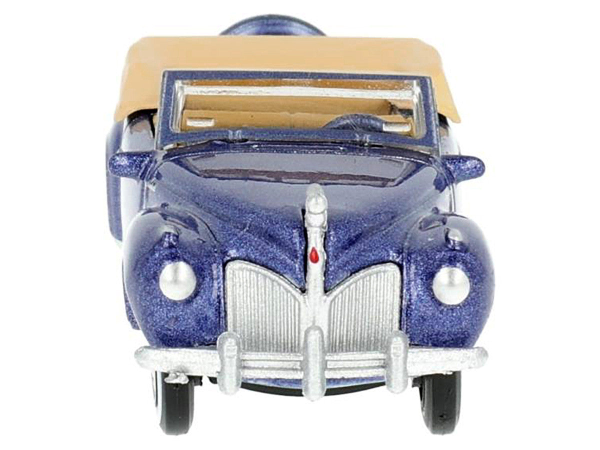 1941 Lincoln Continental Convertible Darian Blue Metallic with Tan Interior 1/87 (HO) Scale Diecast Model Car by Oxford Diecast Oxford Diecast