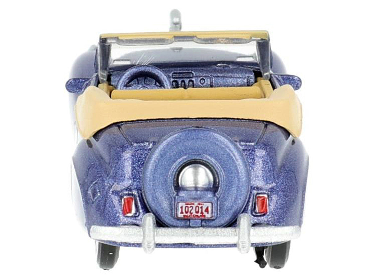 1941 Lincoln Continental Convertible Darian Blue Metallic with Tan Interior 1/87 (HO) Scale Diecast Model Car by Oxford Diecast Oxford Diecast