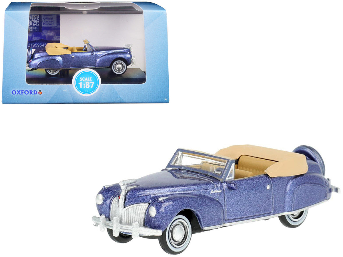 1941 Lincoln Continental Convertible Darian Blue Metallic with Tan Interior 1/87 (HO) Scale Diecast Model Car by Oxford Diecast Oxford Diecast