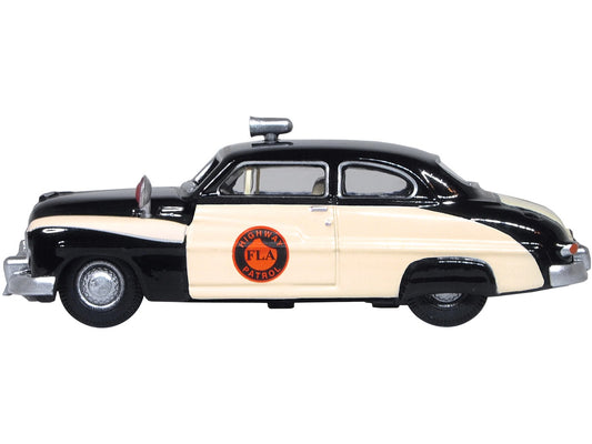1949 Mercury Monarch Police Black and White "Florida Highway Patrol" 1/87 (HO) Scale Diecast Model Car by Oxford Diecast-1
