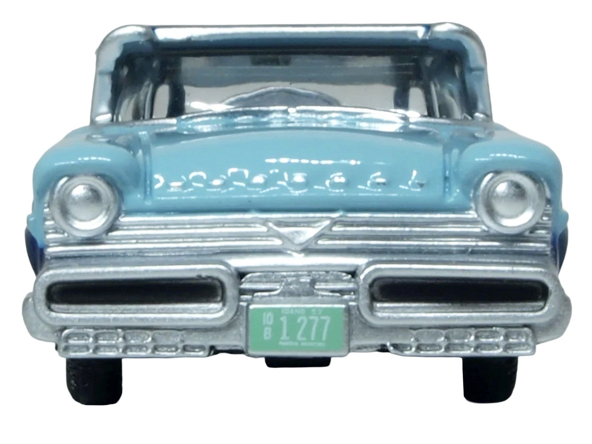 1957 Mercury Montclair Nantucket Blue Metallic and Pacific Blue Two-Tone 1/87 (HO) Scale Diecast Model Car by Oxford Diecast Oxford Diecast