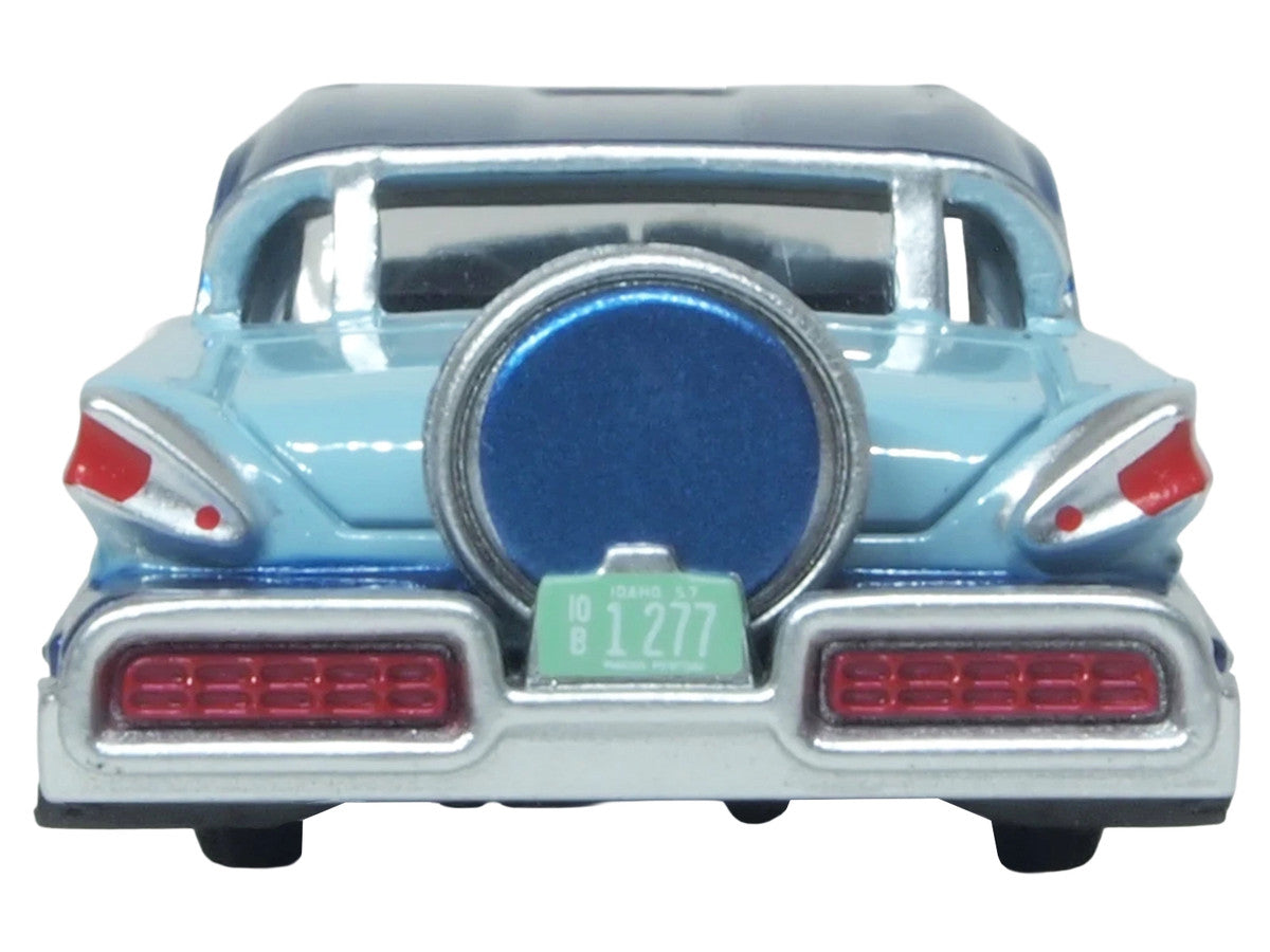 1957 Mercury Montclair Nantucket Blue Metallic and Pacific Blue Two-Tone 1/87 (HO) Scale Diecast Model Car by Oxford Diecast Oxford Diecast