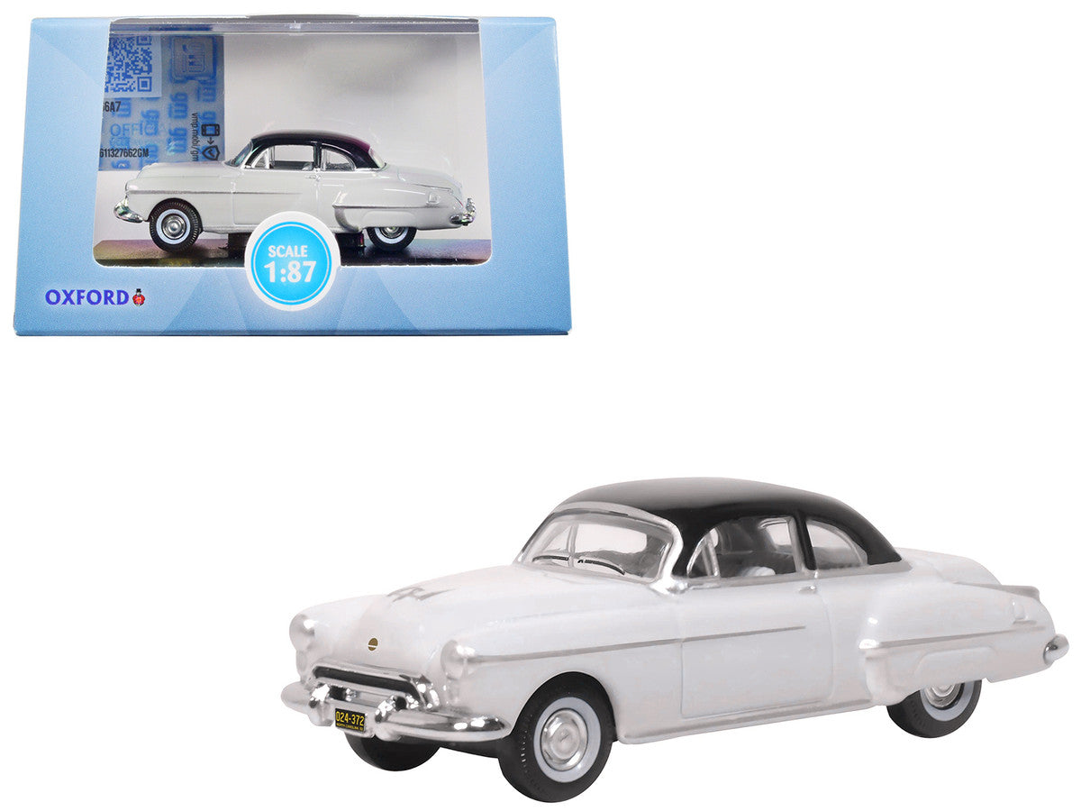 1950 Oldsmobile Rocket 88 Coupe Marol Gray with Black Top 1/87 (HO) Scale Diecast Model Car by Oxford Diecast-0