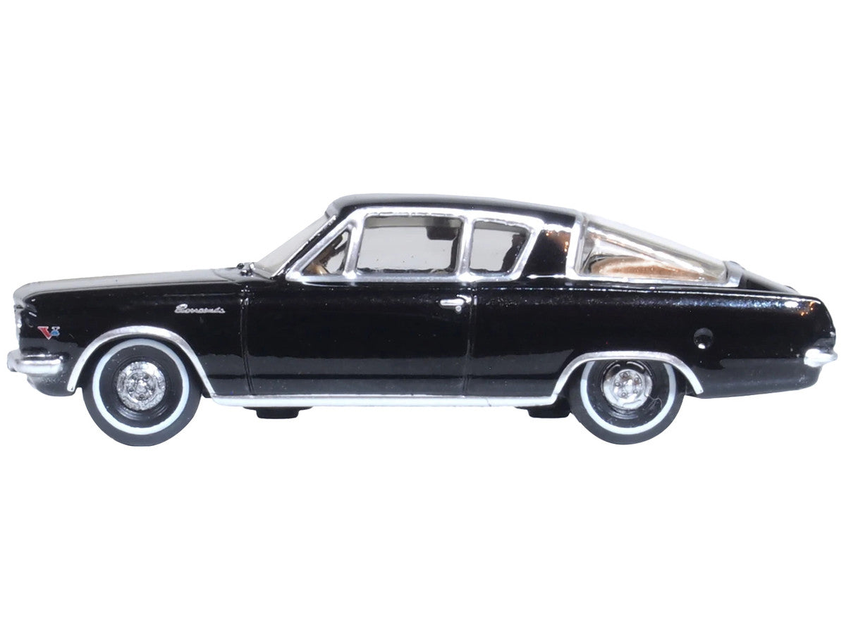 1965 Plymouth Barracuda Black with Gold Stripes 1/87 (HO) Scale Diecast Model Car by Oxford Diecast Oxford Diecast